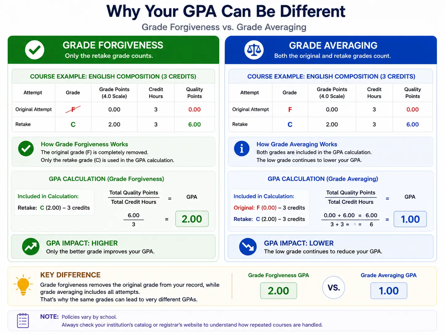 Comparing grade forgiveness and averaging